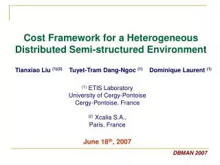 Cost Framework for a Heterogeneous Distributed Semi-structured Environment