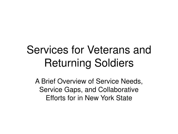 services for veterans and returning soldiers
