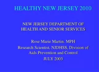 HEALTHY NEW JERSEY 2010