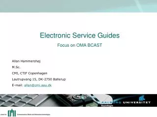 Electronic Service Guides Focus on OMA BCAST