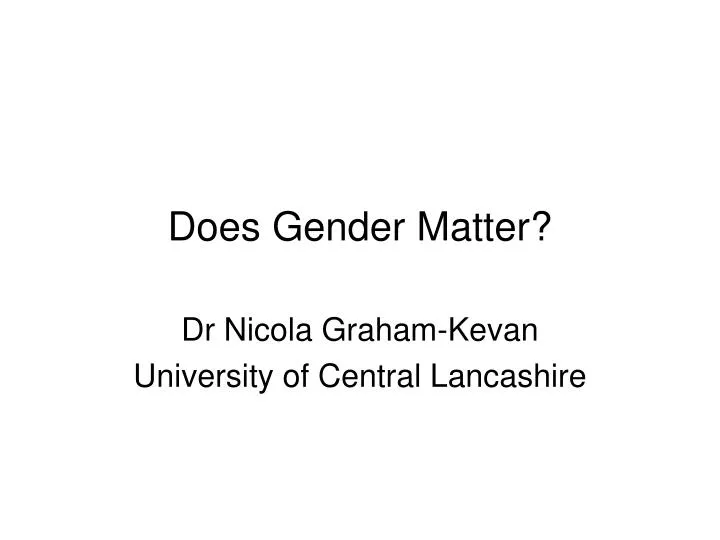 does gender matter