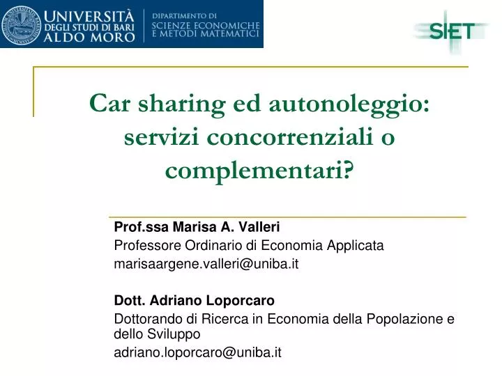 car sharing ed autonoleggio servizi concorrenziali o complementari