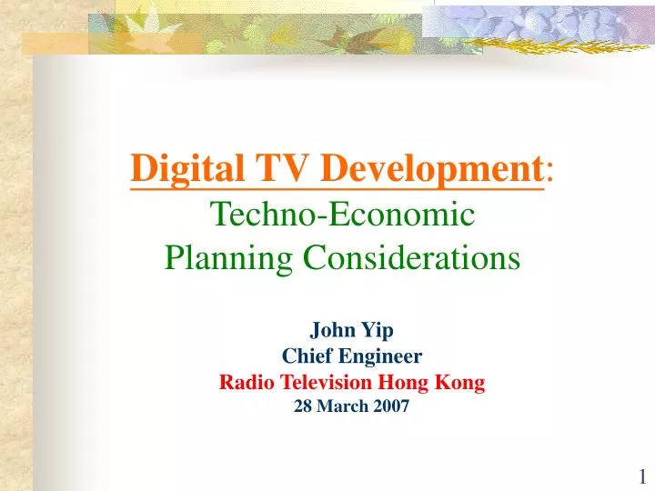 digital tv development techno economic planning considerations