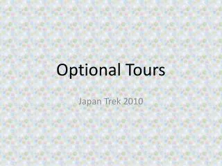 Optional Tours