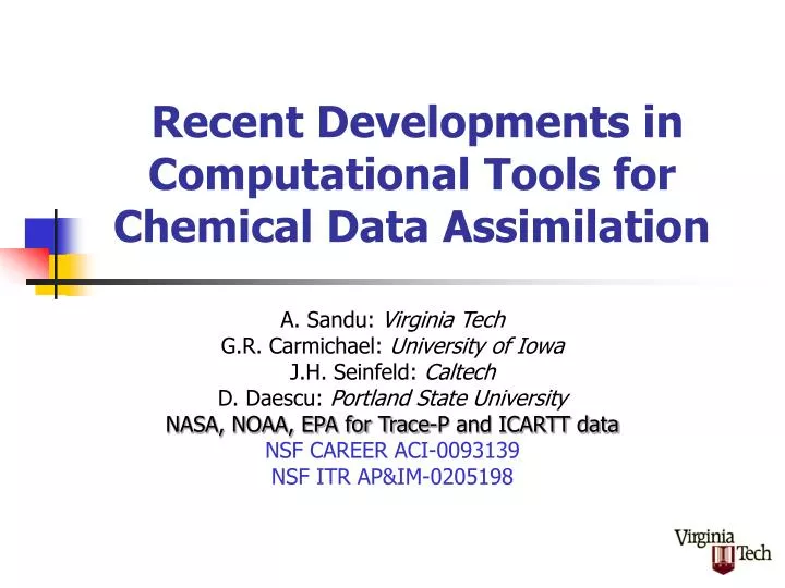 recent developments in computational tools for chemical data assimilation