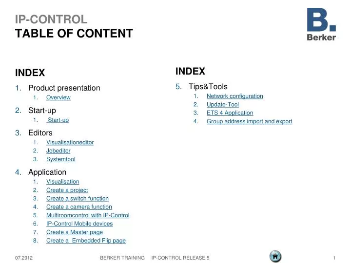 ip control table of content