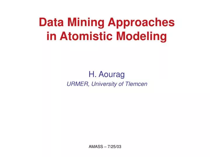 data mining approaches in atomistic modeling