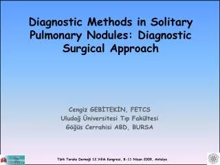Diagnostic Methods in Solitary Pulmonary Nodules: Diagnostic Surgical Approach