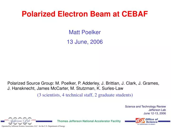 polarized electron beam at cebaf