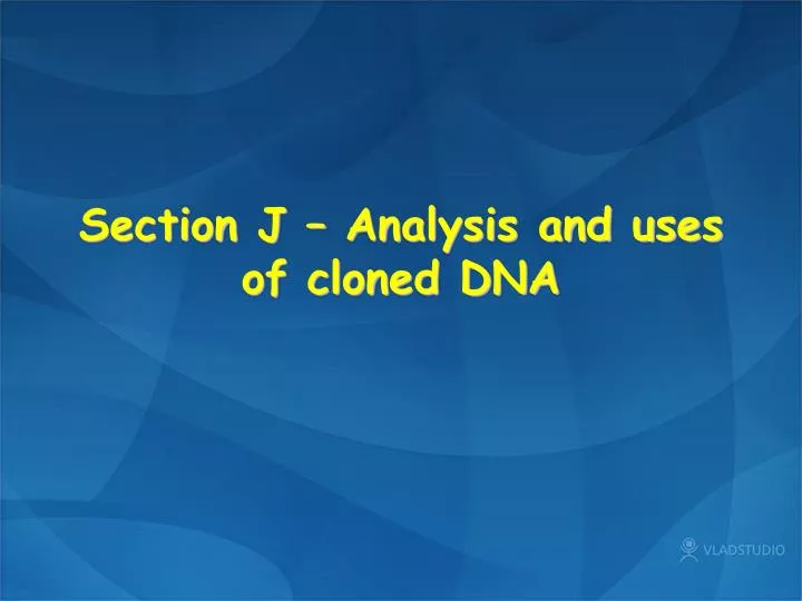 section j analysis and uses of cloned dna