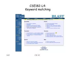CSE182-L4: Keyword matching