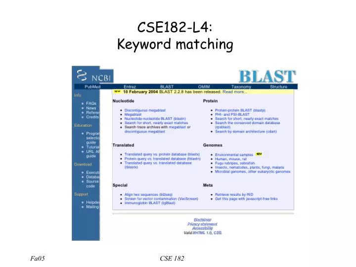 cse182 l4 keyword matching