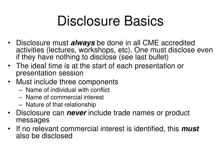 disclosure basics