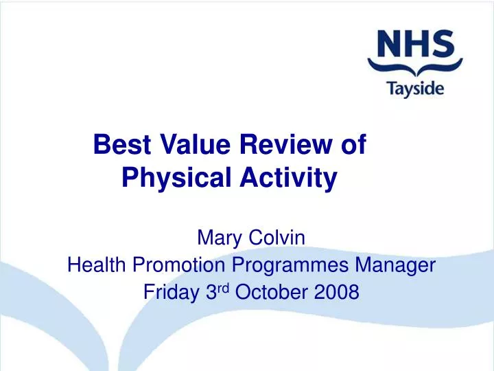best value review of physical activity