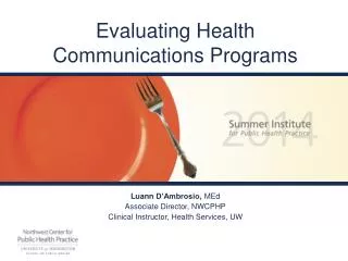 Evaluating Health Communications Programs