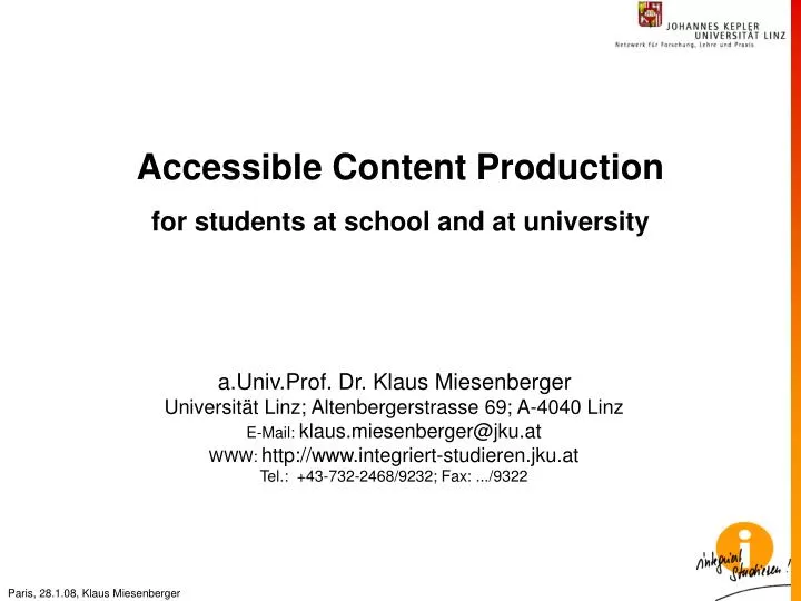 accessible content production for students at school and at university