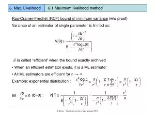 Rao-Cramer-Frechet (RCF) bound of minimum variance (w/o proof)