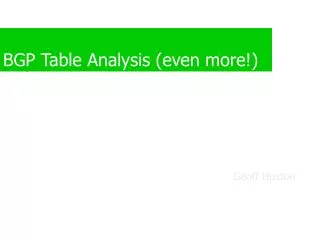 BGP Table Analysis (even more!)