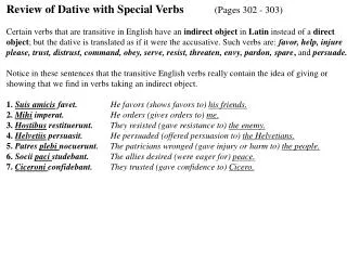 Review of Dative with Special Verbs	 (Pages 302 - 303)