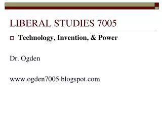 LIBERAL STUDIES 7005