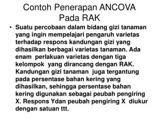 contoh penerapan ancova pada rak