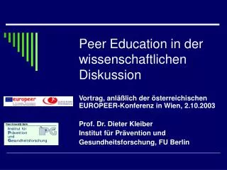 peer education in der wissenschaftlichen diskussion