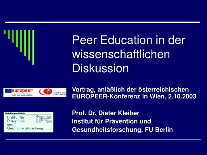 peer education in der wissenschaftlichen diskussion