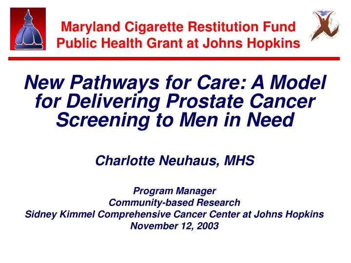 maryland cigarette restitution fund public health grant at johns hopkins