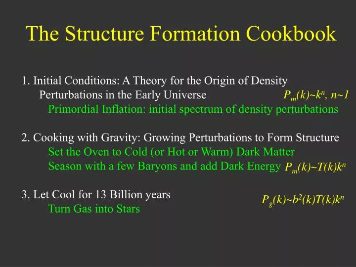 the structure formation cookbook