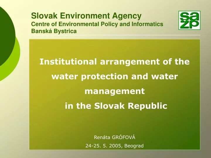 slovak environment agency centre of environmental policy and informatics bansk bystrica