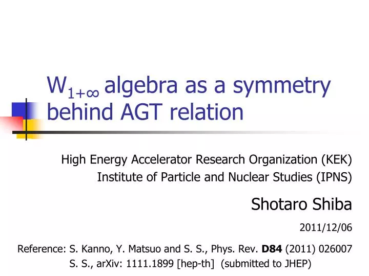 w 1 algebra as a symmetry behind agt relation