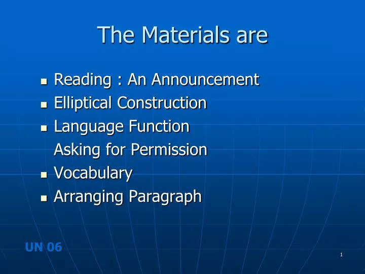 the materials are