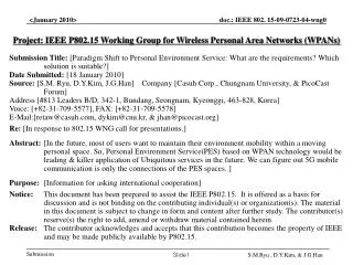 Project: IEEE P802.15 Working Group for Wireless Personal Area Networks (WPANs)