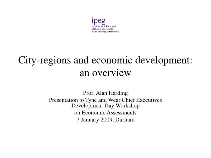 city regions and economic development an overview