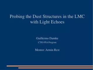 Probing the Dust Structures in the LMC with Light Echoes Guillermo Damke CTIO PIA Program