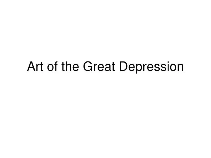 art of the great depression