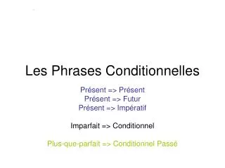 les phrases conditionnelles
