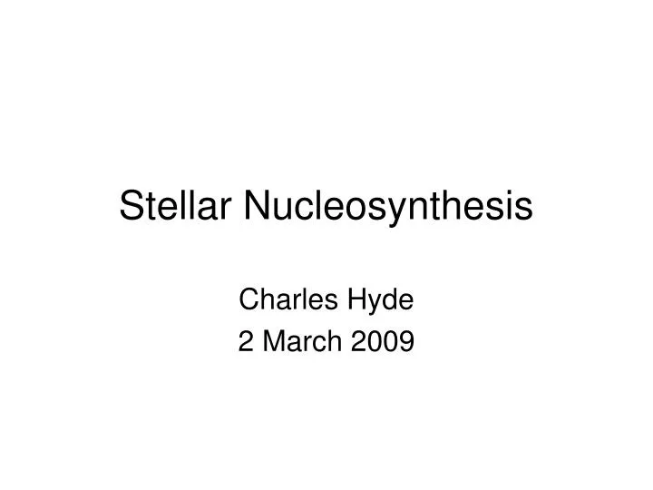 stellar nucleosynthesis