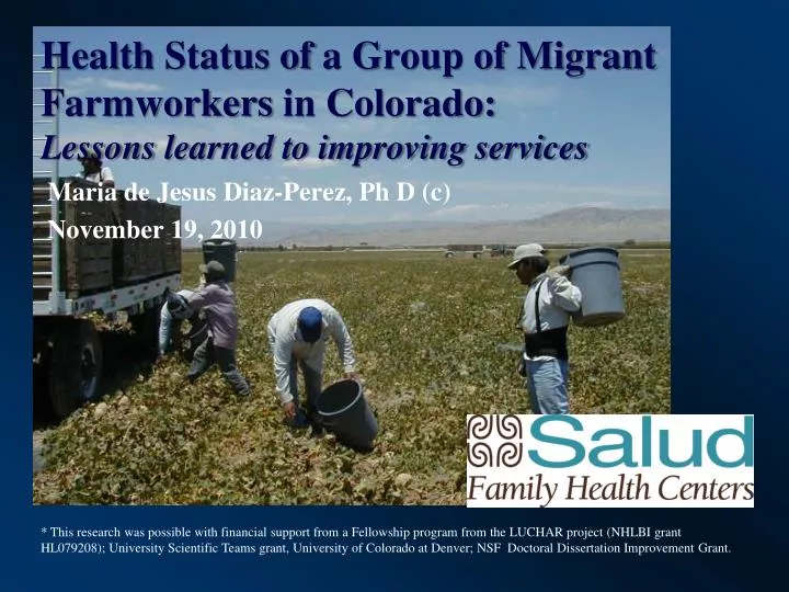 health status of a group of migrant farmworkers in colorado lessons learned to improving services