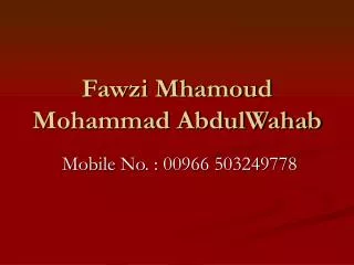 Fawzi Mhamoud Mohammad AbdulWahab