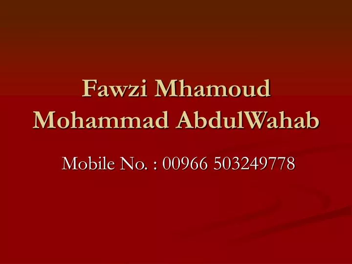 fawzi mhamoud mohammad abdulwahab
