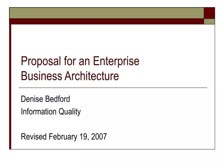 proposal for an enterprise business architecture