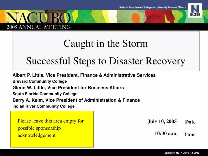 caught in the storm successful steps to disaster recovery
