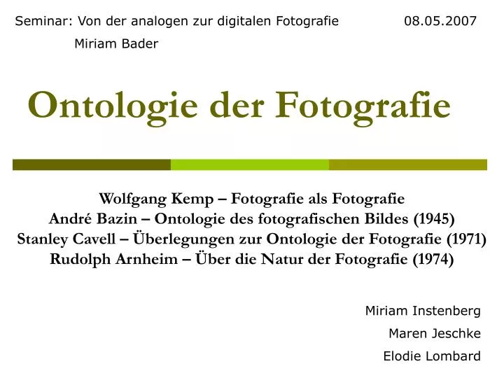 ontologie der fotografie