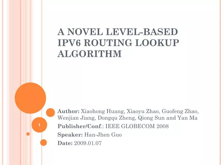 a novel level based ipv6 routing lookup algorithm