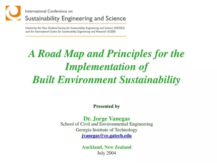 a road map and principles for the implementation of built environment sustainability