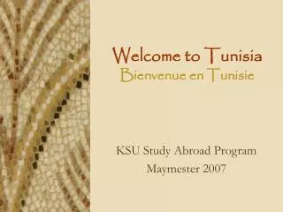 Welcome to Tunisia Bienvenue en Tunisie