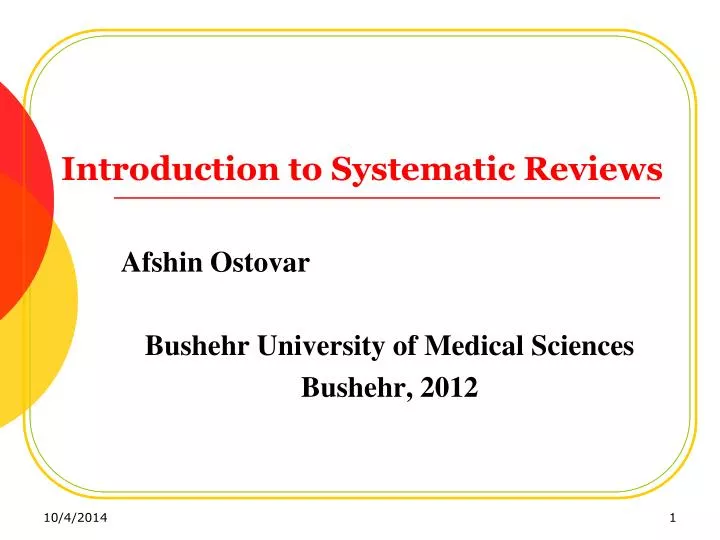 introduction to systematic reviews