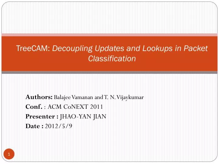 treecam decoupling updates and lookups in packet classification