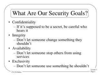 What Are Our Security Goals?